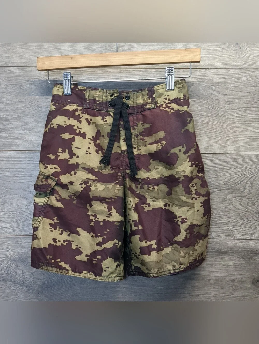 Boys Joe Boxer Army Green & Brown Swim Trunks Size 8